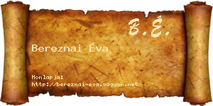 Bereznai Éva névjegykártya